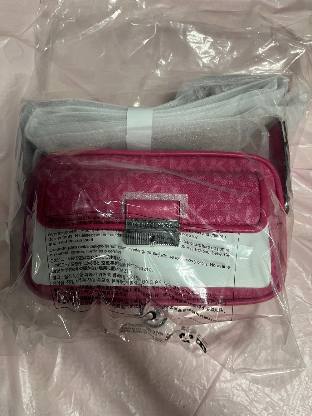 Michael Kors Hot Pink Crossbody Bag guitar strap camera purse